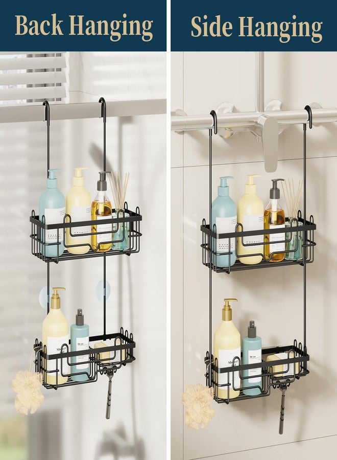 Consumest Over the Door Shower Caddy - 2-Tier Hanging Shower Organizer with Soap Holder, Rustproof Bathroom Storage and Organizer Rack for Shampoo, Towels, and Toiletries, Black - Image 3