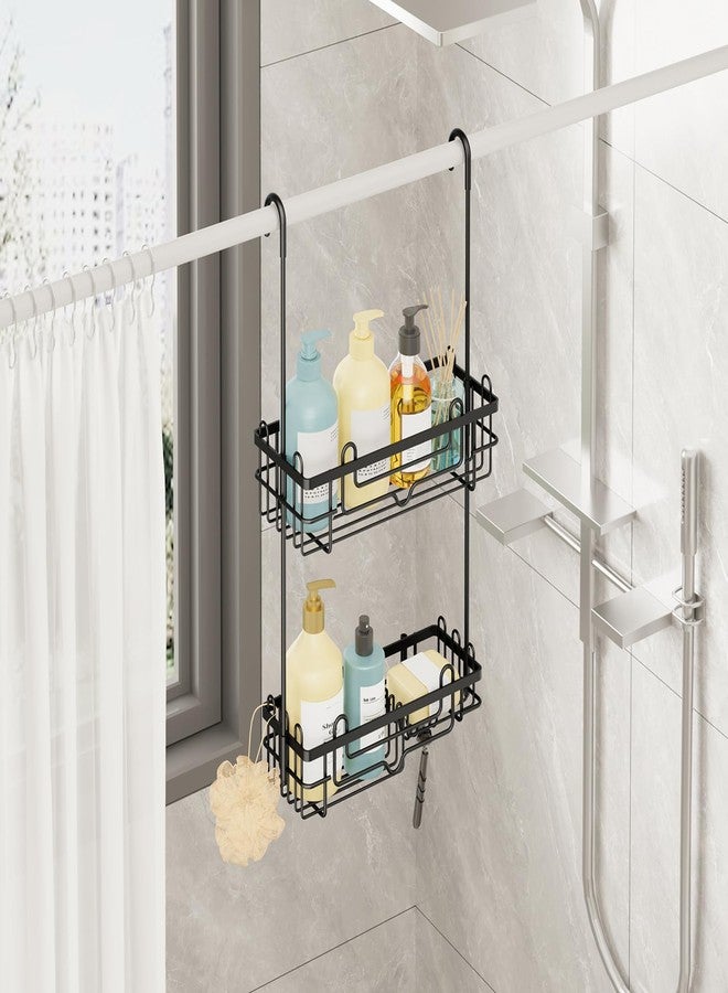 Consumest Over the Door Shower Caddy - 2-Tier Hanging Shower Organizer with Soap Holder, Rustproof Bathroom Storage and Organizer Rack for Shampoo, Towels, and Toiletries, Black - Image 2