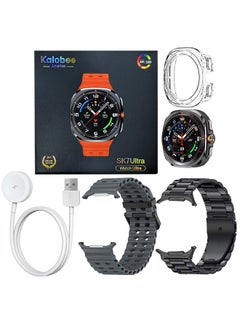 Kalobee SK7 Ultra Smartwatch Bundle With Accessories Including 1 Black Stainless Steel Band 1 Dark Grey Silicone Band a Charging Cable and a TPU Case Protector  - Image 4