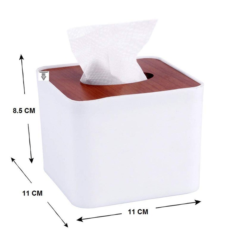KR STORE™ Removable Bamboo Wood Cover Plastic Tissue Box Holder Storage Organizer Fashion Tissue Holder Case for Home Decoration (2) - Image 2