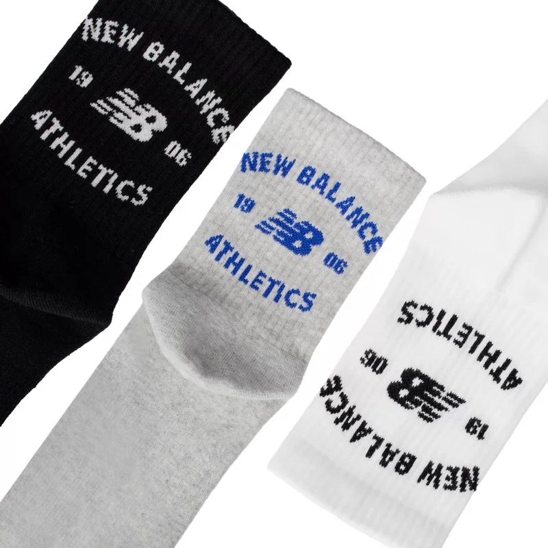 New Balance White Unisex Graphics QTR Crew Socks 3 Pack  | Best Price UAE