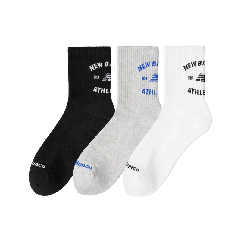 New Balance White Unisex Graphics QTR Crew Socks 3 Pack  | Best Price UAE