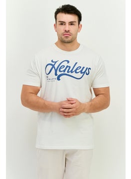 Men Crew Neck Short Sleeves Brand Logo T-Shirt, White