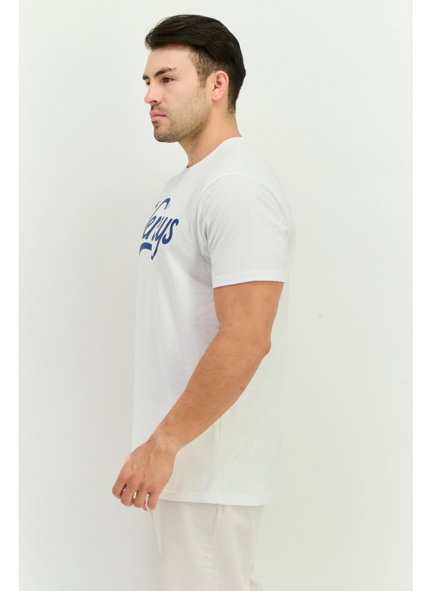 Henleys - Men Crew Neck Short Sleeves Brand Logo T-Shirt, White - Image 1