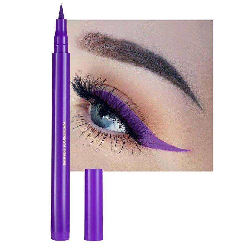 DekRion Liquid Eyeliner Purple Eyeliner Liquid Longlasting Colored Eyeliners White Black Red Brown Green Waterproof Highpigmented Colorful Eyeliners for Eye Makeup1PC Purple