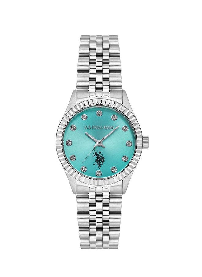 U.S. Polo Assn. - U.S. Polo Assn. Stile Ladies' 30mm Watch with Blue Gradient Dial & Stone-Studded Design on Sleek Silver Stainless Steel Band - USPA2086-02, Modern Elegance for Stylish Women - Image 1