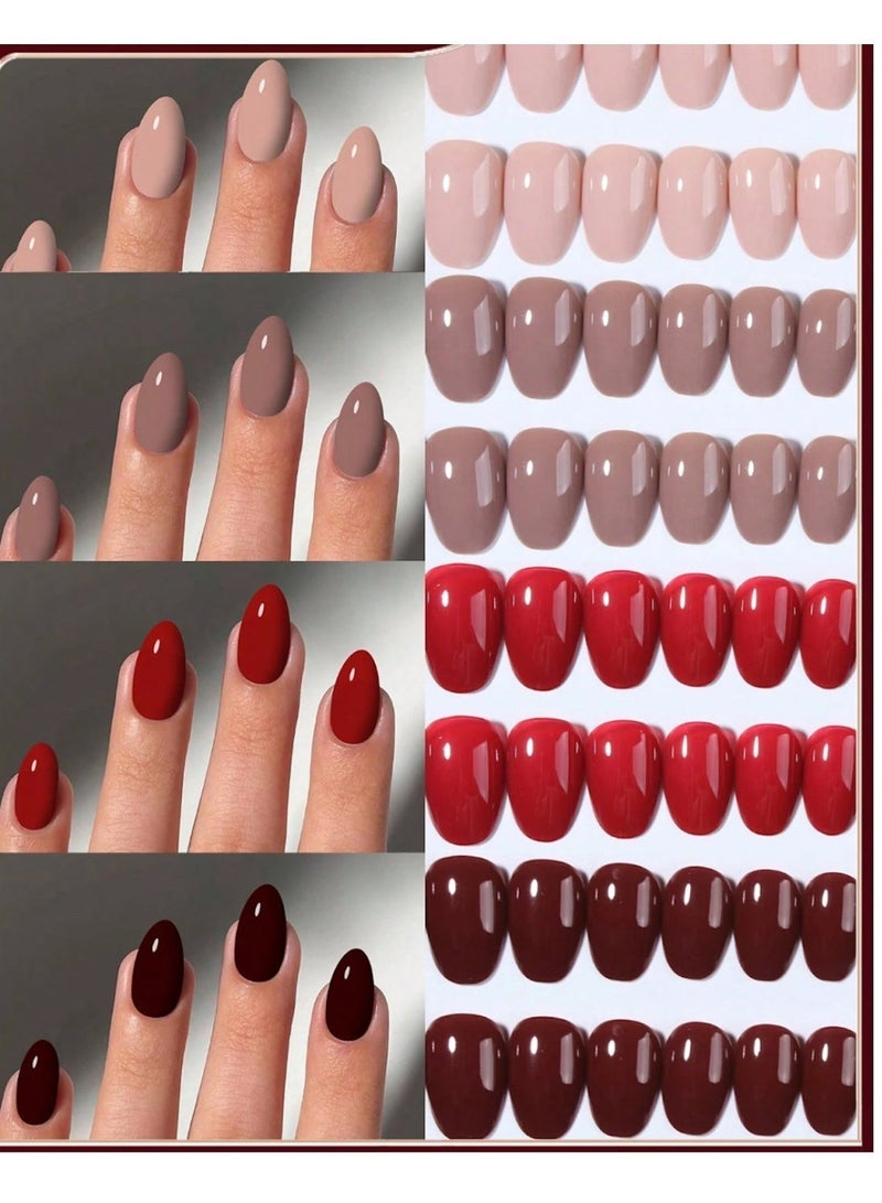 Shein 96Pcs/Box (4Mixed )Tip Press On Nails Short Acrylic Nail Tips Full Cover False Nail ,Contain 1Pc Jelly Glue And 1Pc Nail File,With Storage Box As For Suitable For Women And Girls Daily Life And Party Use Nail Supplies Nails - Image 1