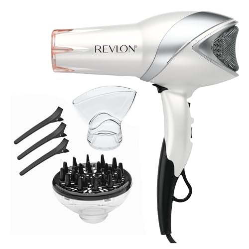 REVLON Infrared Hair Dryer with Diffuser & Concentrator - Ionic Ceramic Blow Dryer for Frizz Control, Shine, Soft Hair & Moisture Protection - 1875W Professional Salon-Quality (White) - Image 1