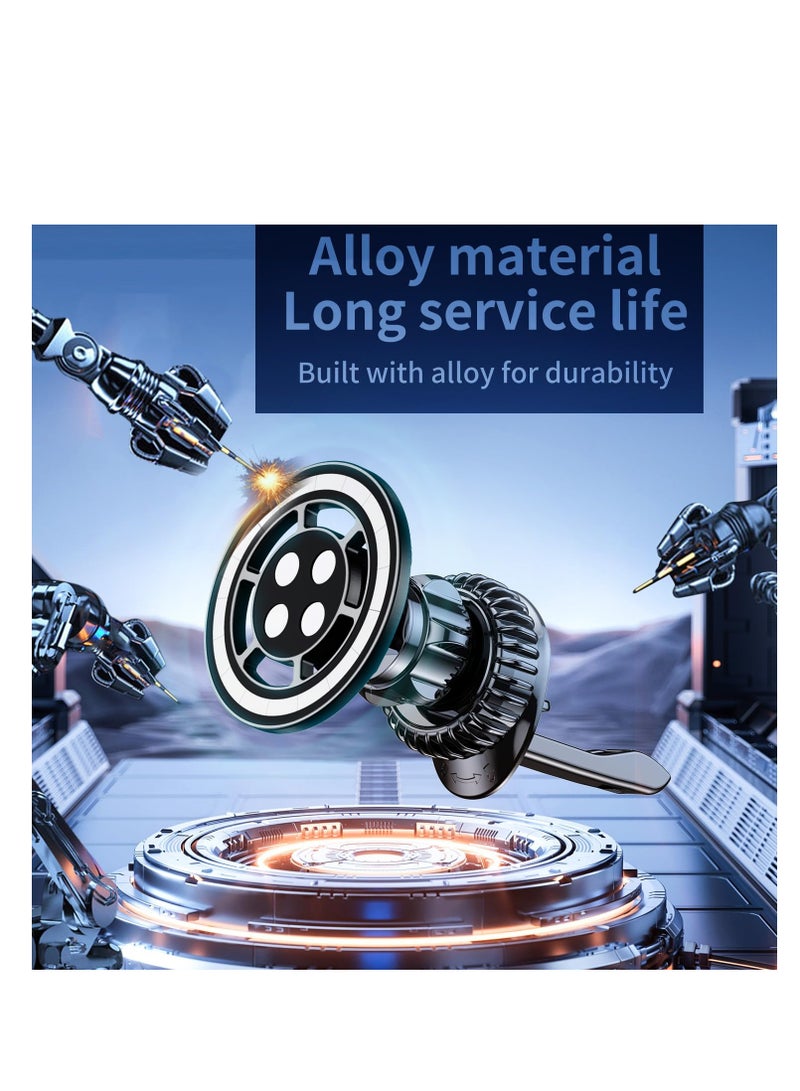 Excefore Fits MagSafe Phone Mount Car, Magnetic Car Holder, Car Vent Cell Phone Holder, Hands Free Car Phone Holder, Aluminum Alloy Car Mount, Universal Automobile Cradle for All Phones, Black - Image 2