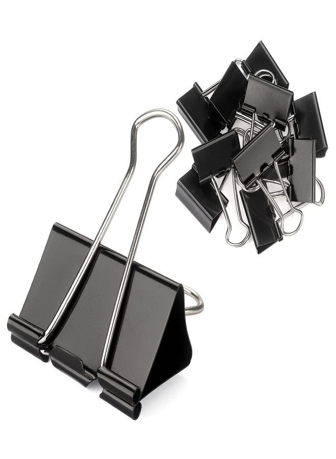 ZZTX Binder Clips Paper Clamps Clips for Office, Black, 1.6 Inches, 12 Pack - Image 1