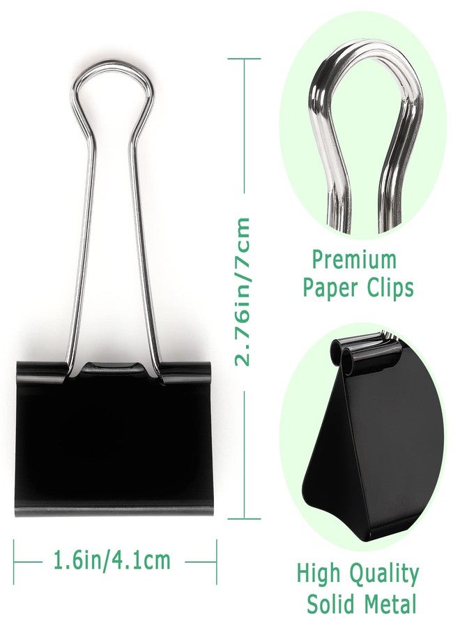 ZZTX Binder Clips Paper Clamps Clips for Office, Black, 1.6 Inches, 12 Pack - Image 3