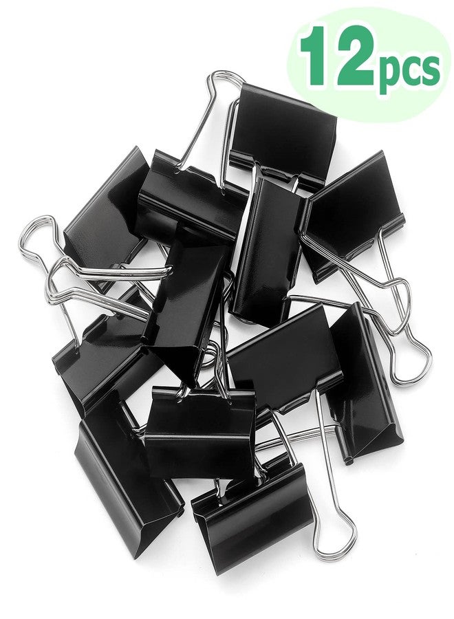 ZZTX Binder Clips Paper Clamps Clips for Office, Black, 1.6 Inches, 12 Pack - Image 2