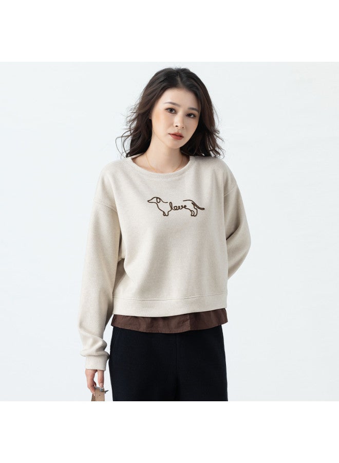 Tucano New Autumn And Winter Style Fake Two-Piece Women'S Hoodie, Loose Round Neck Design For Spring And Autumn, Can Be Worn As Outerwear, High-End Feel Women'S Hoodie - Image 4