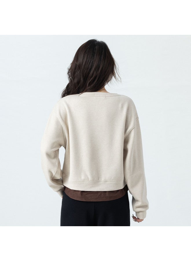 Tucano New Autumn And Winter Style Fake Two-Piece Women'S Hoodie, Loose Round Neck Design For Spring And Autumn, Can Be Worn As Outerwear, High-End Feel Women'S Hoodie - Image 5