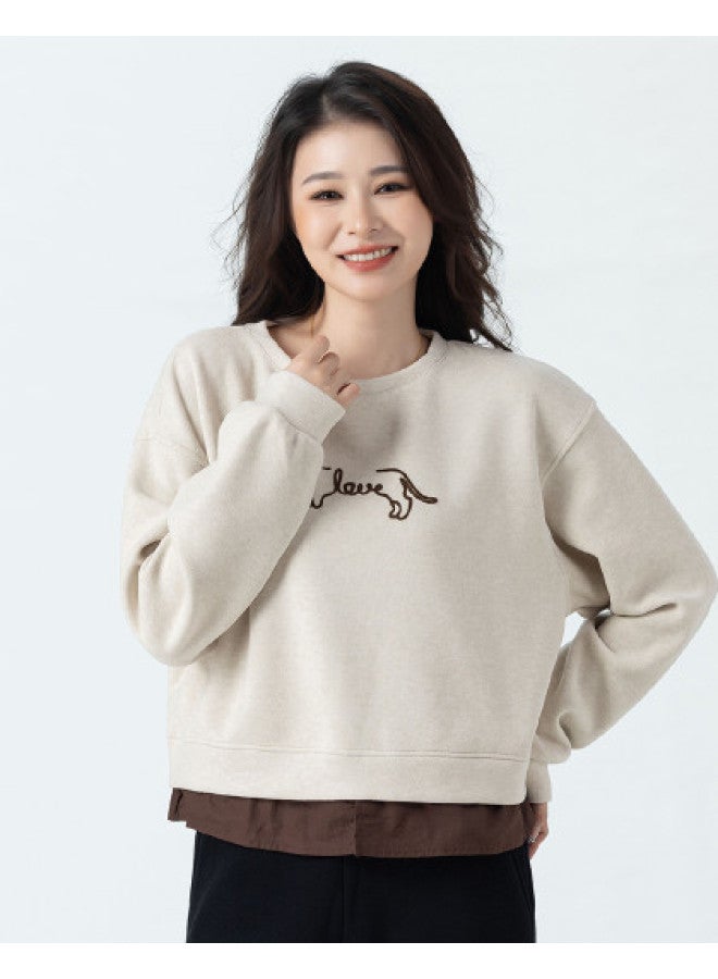 Tucano New Autumn And Winter Style Fake Two-Piece Women'S Hoodie, Loose Round Neck Design For Spring And Autumn, Can Be Worn As Outerwear, High-End Feel Women'S Hoodie - Image 1