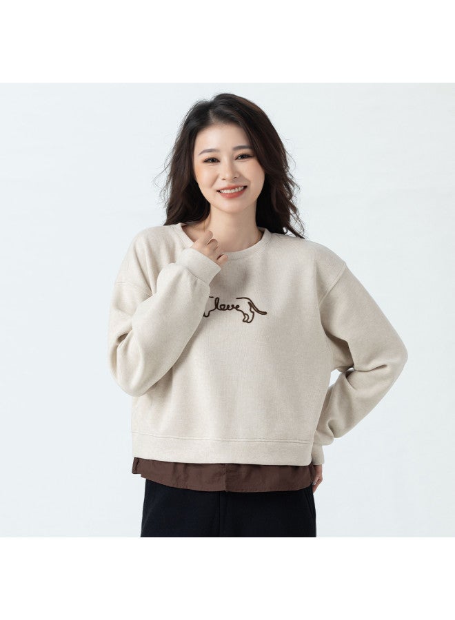 Tucano New Autumn And Winter Style Fake Two-Piece Women'S Hoodie, Loose Round Neck Design For Spring And Autumn, Can Be Worn As Outerwear, High-End Feel Women'S Hoodie - Image 2