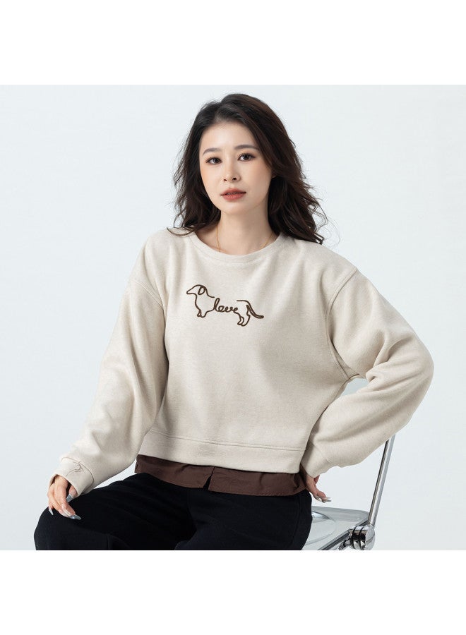 Tucano New Autumn And Winter Style Fake Two-Piece Women'S Hoodie, Loose Round Neck Design For Spring And Autumn, Can Be Worn As Outerwear, High-End Feel Women'S Hoodie - Image 3
