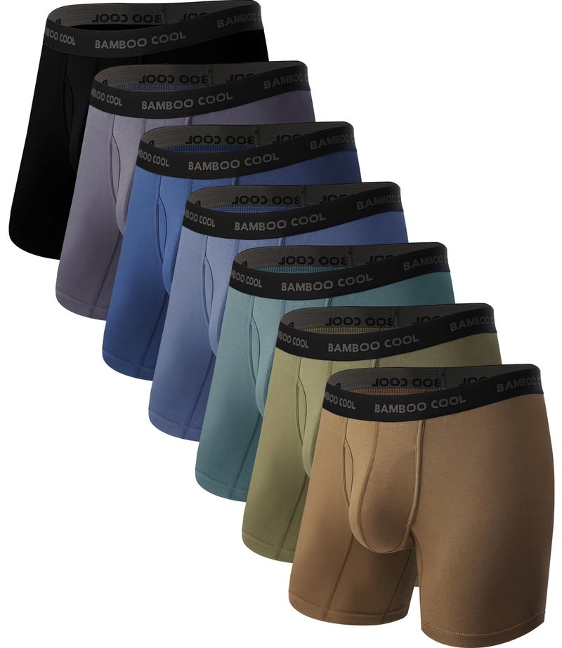 BAMBOO COOL Men's Ultra ComfortSoft Underwear, Moisture Wicking & Breathable No Ride Up Boxer Briefs with Fly, Multipack - Image 1