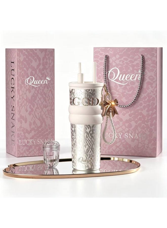 Vacuum Insulated Stainless Steel Tumbler with Straw & Leakproof Lid, Portable Gift Box Set - Image 1