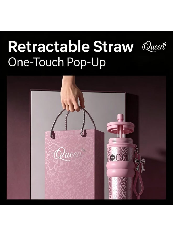 Vacuum Insulated Stainless Steel Tumbler with Straw & Leakproof Lid, Portable Gift Box Set - Image 4