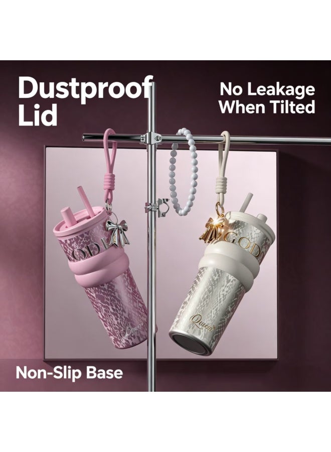 Vacuum Insulated Stainless Steel Tumbler with Straw & Leakproof Lid, Portable Gift Box Set - Image 3