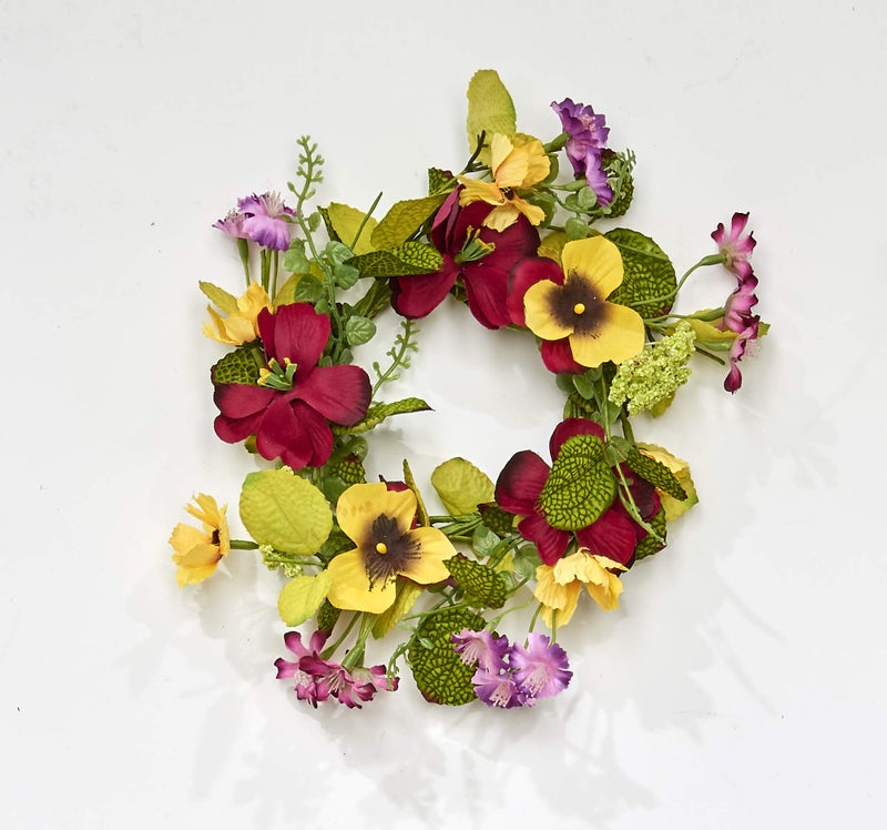 Worth Imports Worth Imports 13 Red  Yellow Pansy Candle Ring Set of 2 