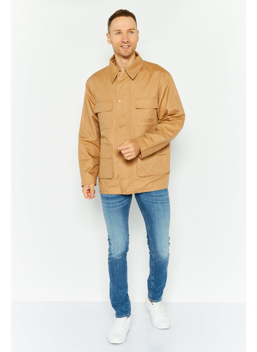 Esprit x Rest and Recreation - Men Embroidered Logo Demin Shirt Jacket, Tan - Image 1