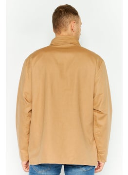 Esprit x Rest and Recreation Men Embroidered Logo Demin Shirt Jacket, Tan  - Image 4
