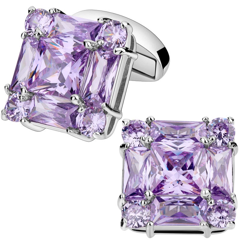 HAWSON أزرار أكمام لامعة لقميص الرجال الفاخر، في علبة هدايا، تتناسب مع ربطة عنق صلبة بألوان الأحمر والأبيض والأسود والأزرق بسهولة، مصممة بواسطة هاوسون - Image 1