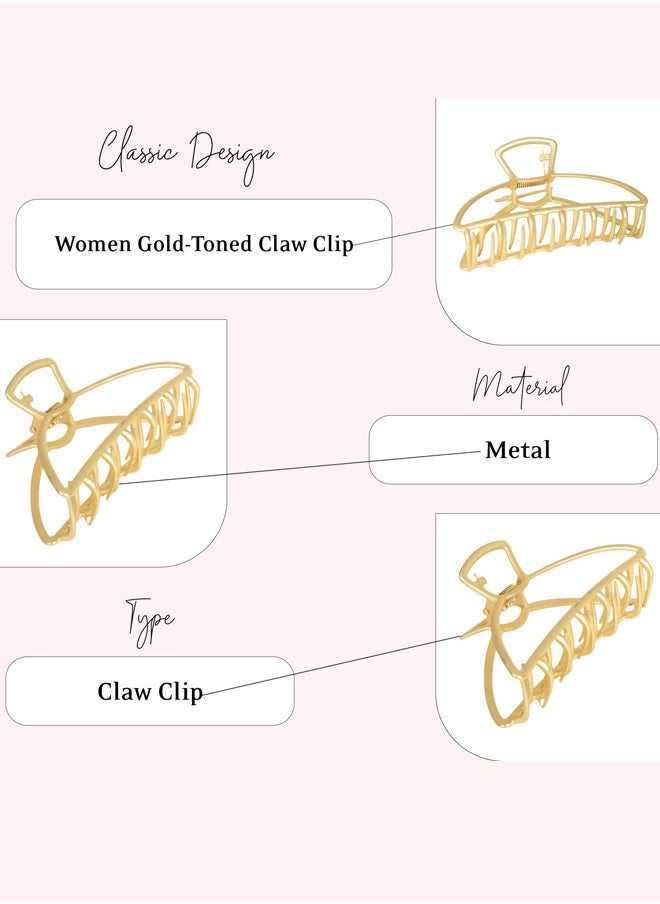 Just Peachy Just Peachy Women?s Gold-Toned Claw Clip - Elegant & Stylish Hair Accessory | Strong Non-Slip Grip | Ideal for All Hair Types, Perfect for Everyday Use & Special Events | Durable & High-Quality Design  - Image 4