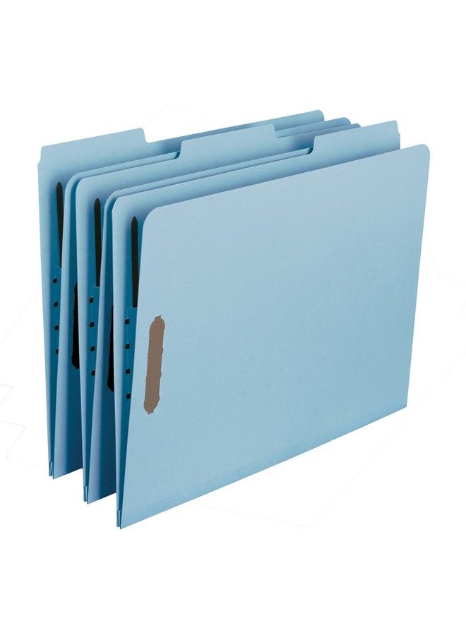Smead 100% Recycled Pressboard Fastener File Folder 2 Fasteners 1 3Cut Tab 2" Expansion Legal Size Blue 25 Per Box (20001) - Image 2