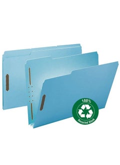 Smead 100% Recycled Pressboard Fastener File Folder 2 Fasteners 1 3Cut Tab 2" Expansion Legal Size Blue 25 Per Box (20001)  - Image 3