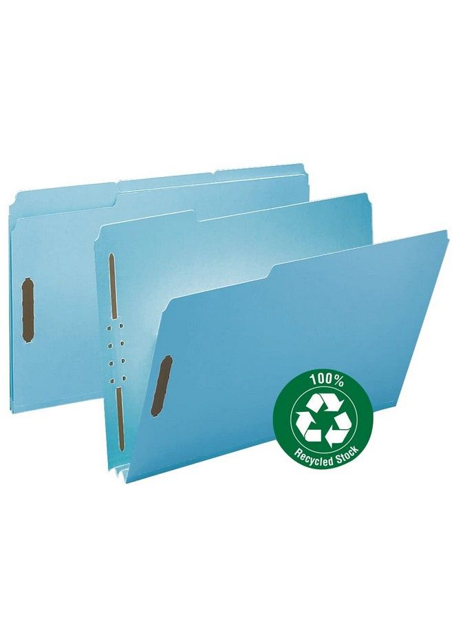 Smead 100% Recycled Pressboard Fastener File Folder 2 Fasteners 1 3Cut Tab 2" Expansion Legal Size Blue 25 Per Box (20001) - Image 3