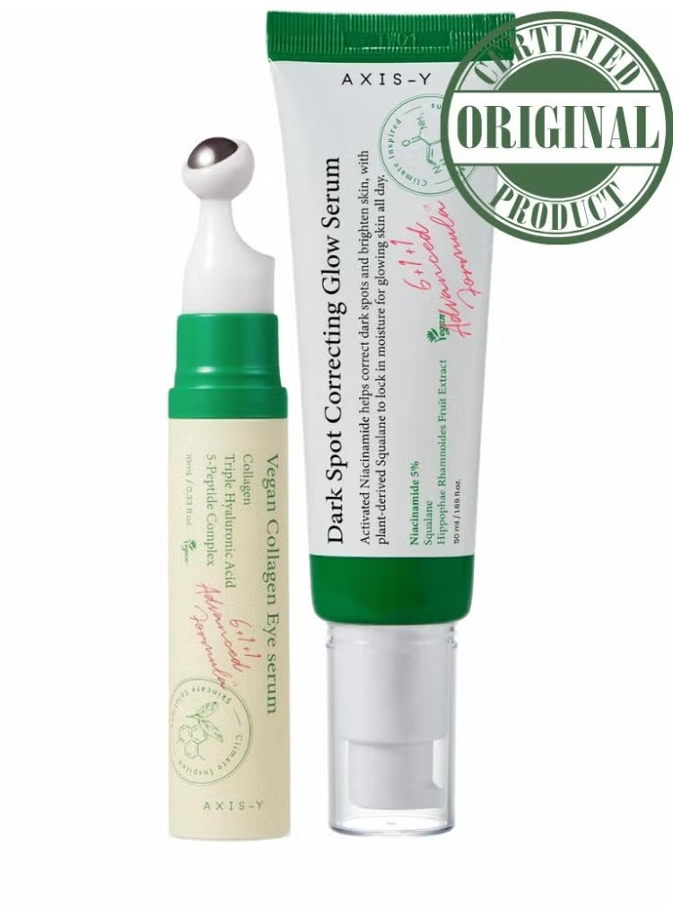 AXIS-Y Dark Circles, Fine Lines & Dark Spots Solution – AXIS-Y Vegan Collagen Eye Serum + Dark Spot Correcting Glow Serum Brightening & Firming Set - Image 1