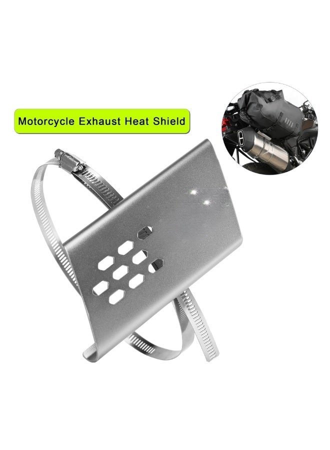 Generic Motorcycle Exhaust Heat Shield Universal Motorbike Exhaust Pipe Heat Cover Saddlebag Heat Insulation (Silver)  - Image 2