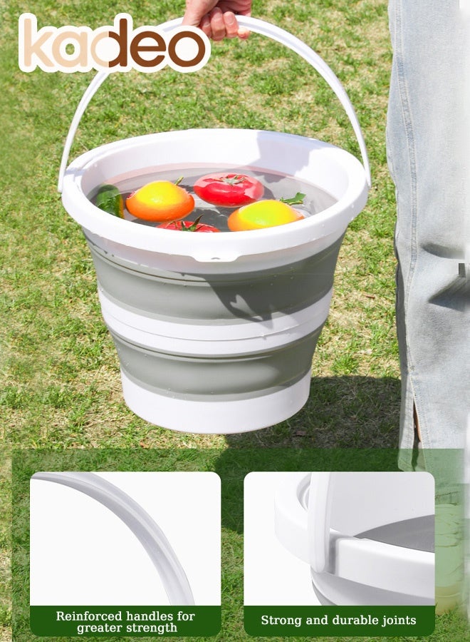 kadeo 10L Collapsible Bucket, 2.6 Gallon Cleaning Bucket, Mop Bucket, Folding Foldable Portable Plastic Water Supplies, for Outdoor Garden Camping Fishing Car Wash Space Saving Water Bucket Grey - Image 5