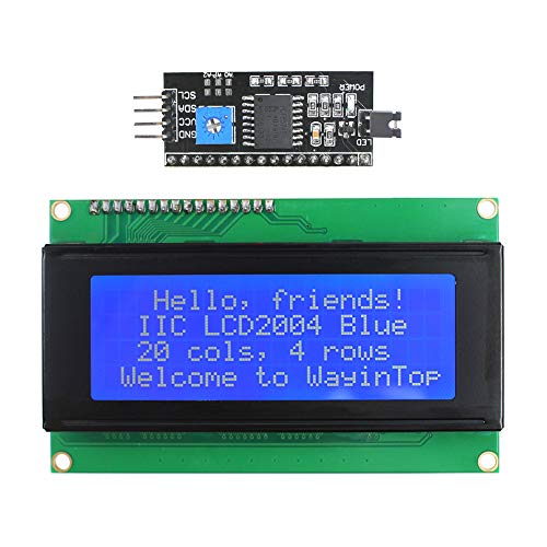 WayinTop 20x4 2004 LCD Display Module with IIC/I2C/TWI Serial Interface Adapter (Blue/2004) - Image 1