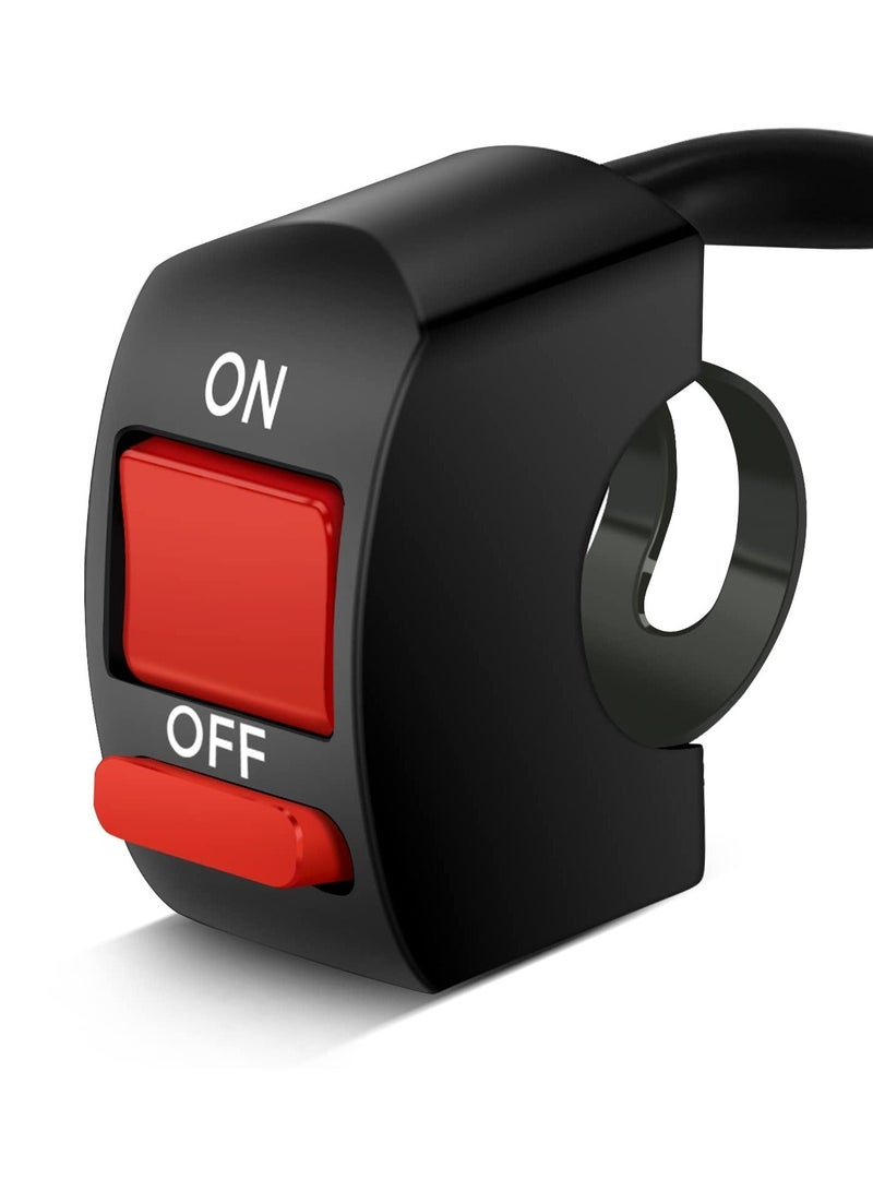 Motorcycle Handlebar Switch for U5 U7 U2 LED Headlight Scooter Electrombile - On/Off Push Button Switch for Tuning Part - 12V/10A - Red - Image 1