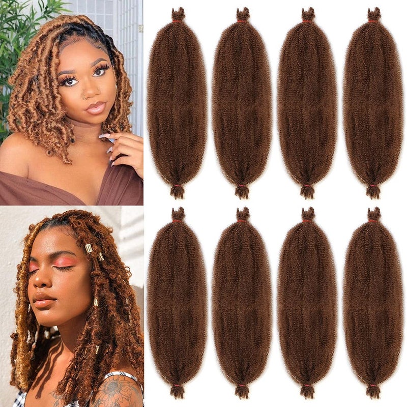 Xtrend 16 Inch Soft Springy Afro Twist Braiding Hair 8 Packs PreSeparated Spring Twsit For Faux Locs Honey Brown Marley Twist Afro Crochet Braids Synthetic Hair Extension For Women 8 StrandsPack30