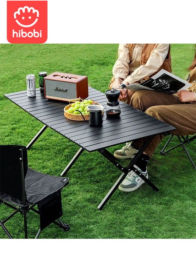 Portable Aluminum Outdoor Folding Table Egg Roll Table Black