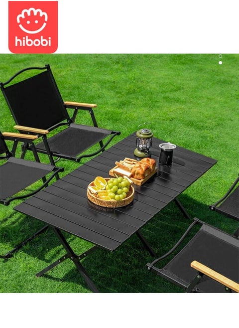 Portable Aluminum Outdoor Folding Table Egg Roll Table Black
