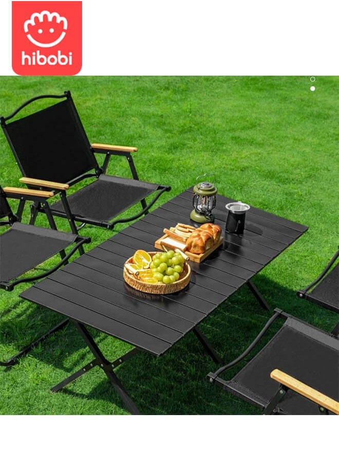 Portable Aluminum Outdoor Folding Table Egg Roll Table Black