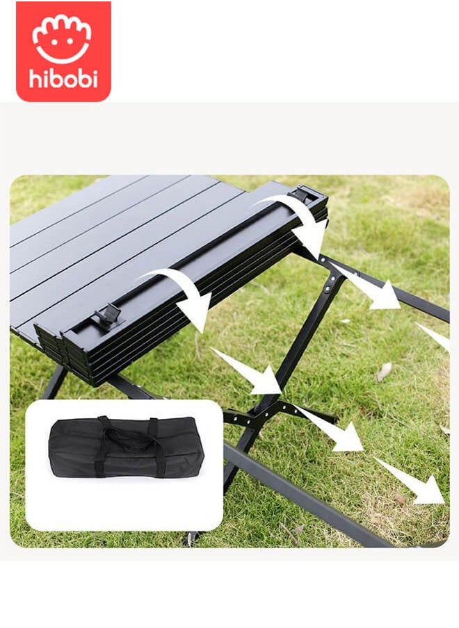 Portable Aluminum Outdoor Folding Table Egg Roll Table Black