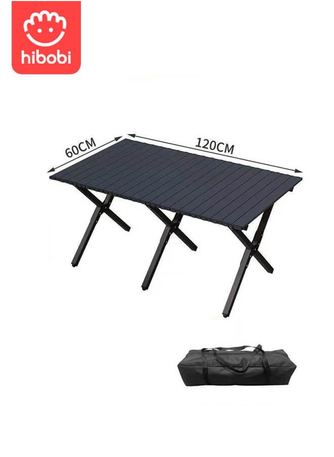Portable Aluminum Outdoor Folding Table Egg Roll Table Black