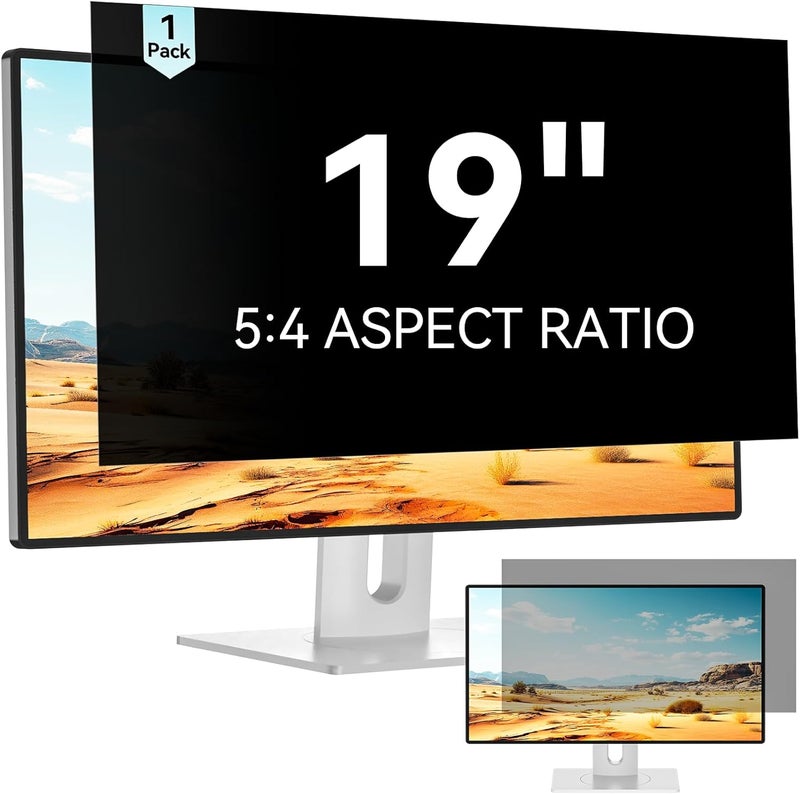 Mamol 19 Inch Computer Privacy Screen Filter for 5:4 Widescreen Monitor, Removable Eye Protection Anti Glare Spy Blue Light Filter Privacy Shield, Anti Scratch Screen Protector Film 19 In - Image 1