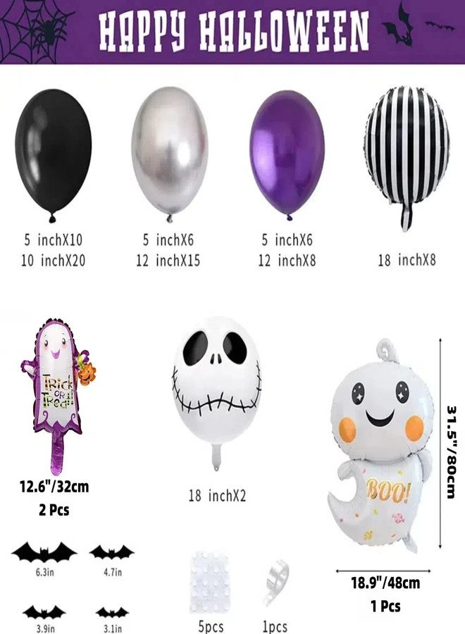 HIPIHOM Skull Halloween Birthday Party Decorations, 85 Pcs Halloween Balloon Garland Arch Kit with Bat jack skellington balloons for Baby Shower Decorations, Day of the Dead (Purple) - Image 5