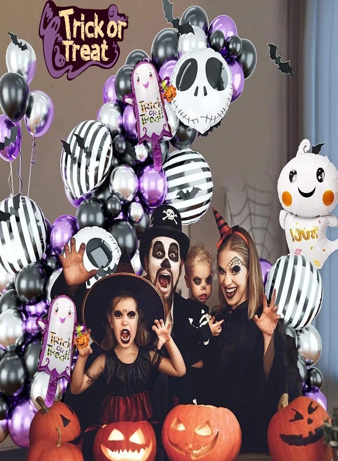 HIPIHOM Skull Halloween Birthday Party Decorations, 85 Pcs Halloween Balloon Garland Arch Kit with Bat jack skellington balloons for Baby Shower Decorations, Day of the Dead (Purple) - Image 4