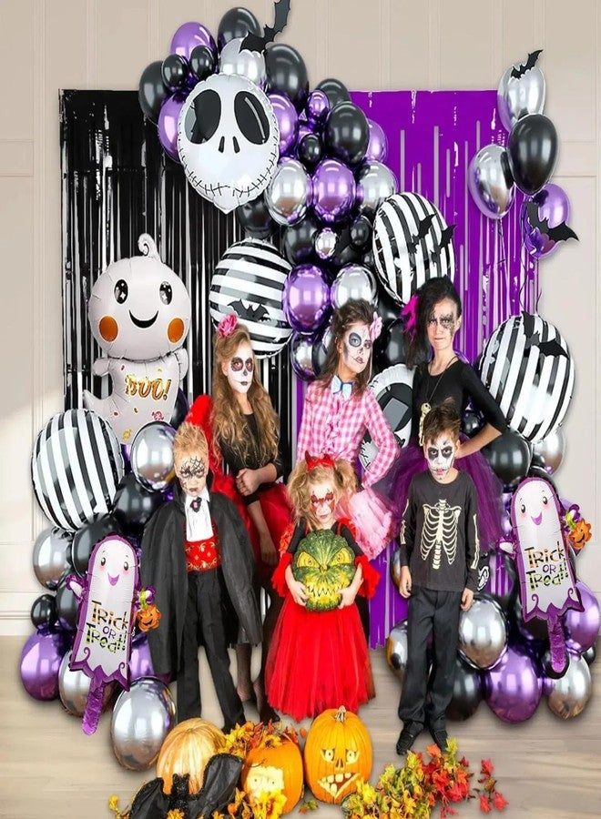 HIPIHOM Skull Halloween Birthday Party Decorations, 85 Pcs Halloween Balloon Garland Arch Kit with Bat jack skellington balloons for Baby Shower Decorations, Day of the Dead (Purple) - Image 3