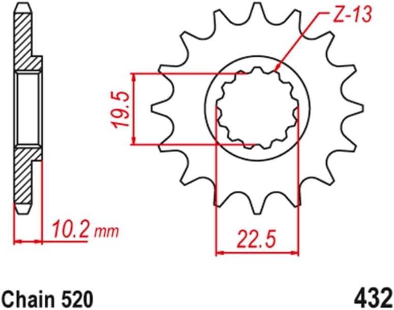 Wivplex 520 Motorcycle Front Sprocket 14T - Image 2