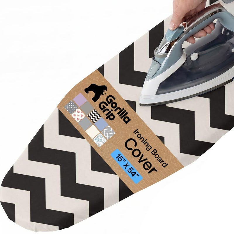GORILLA GRIP The Original Ironing Board Cover and Pad Silicone Coating 400F Scorch Resistant Thick Padding Heavy Duty Iron Covers Standard Boards Hook and Loop Fastener Strap Chevron 15x54 - Image 2